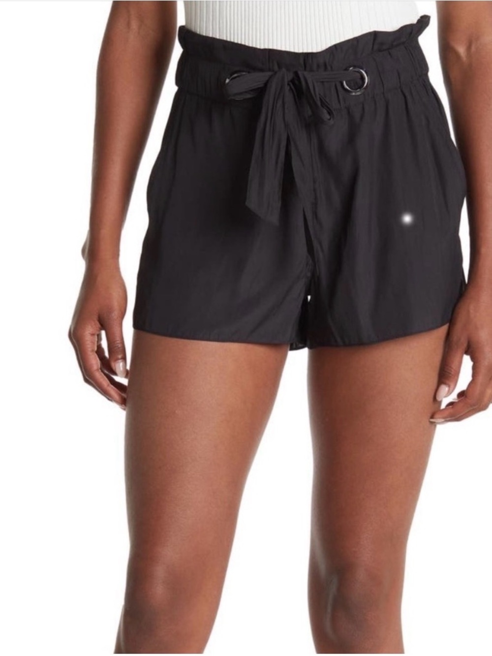 Ramy Brook Peggy Black Paperbag Tie Waist Shorts Size Medium